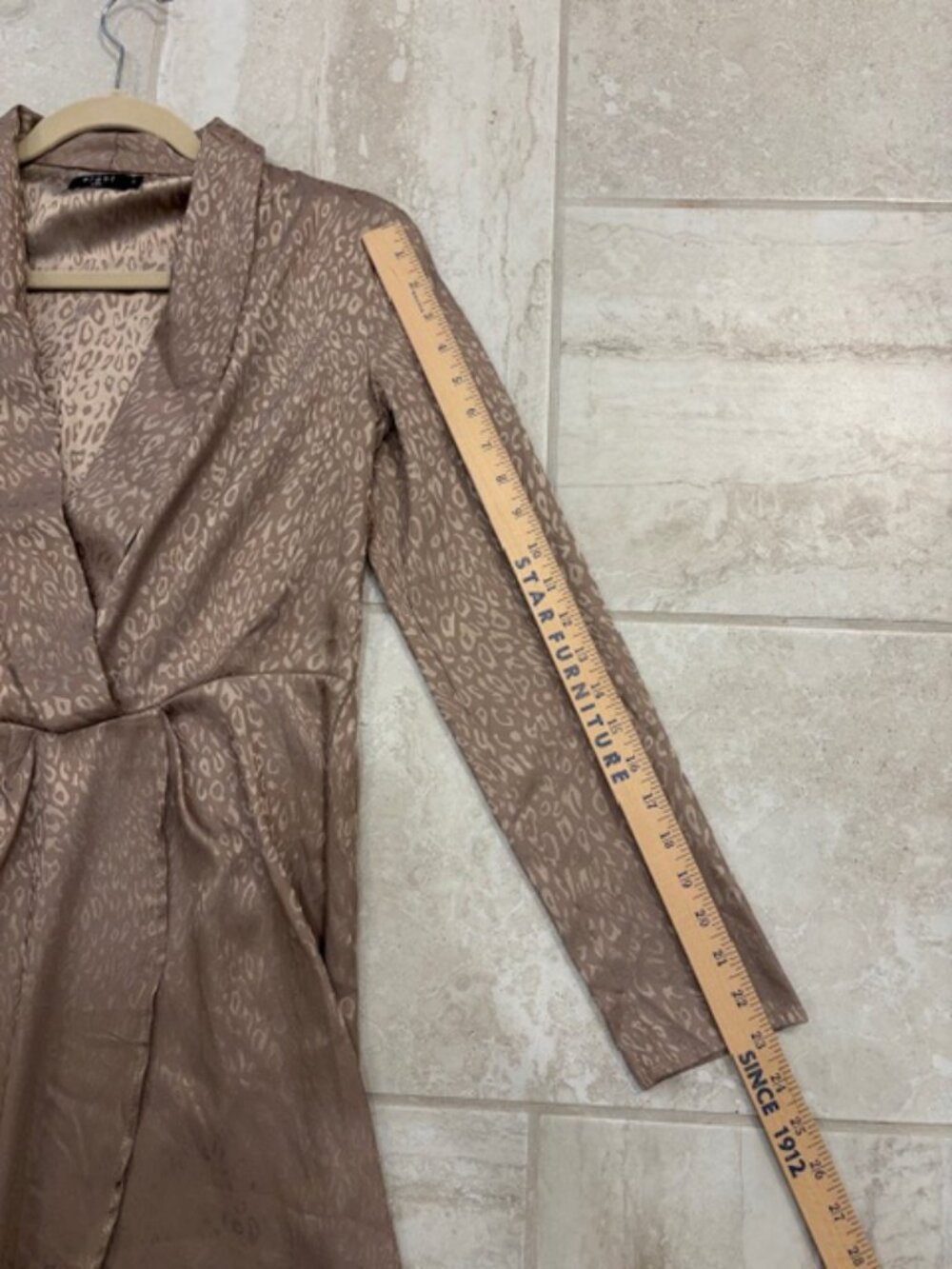 Eight Paris Women Tonal Leopard Taupe Mini Cocktail Dress Tulip Hem Large Glam - Picture 7 of 9